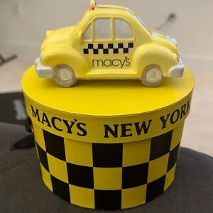 Vintage Macy's NYC Yellow and Black Taxi Bank with Keepsake Box